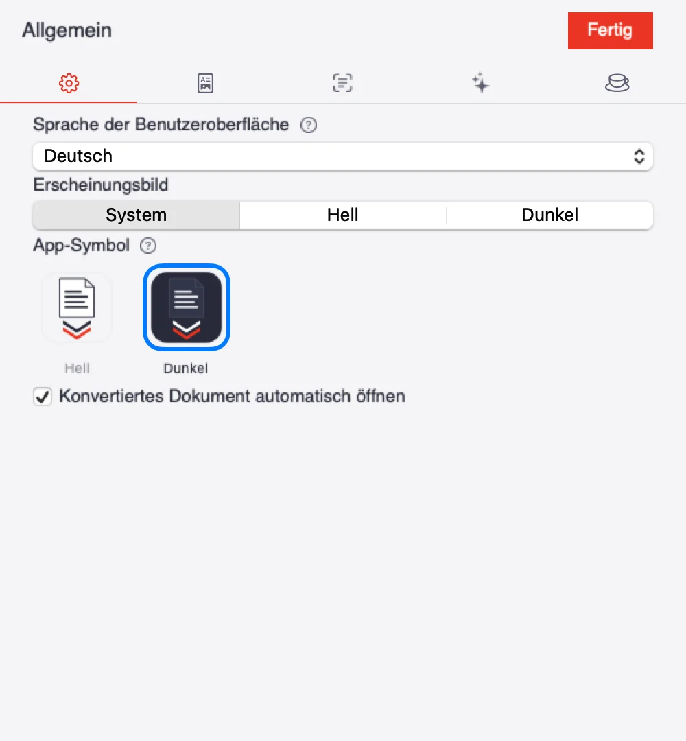 Die Einstellungen im Bereich Allgemein.