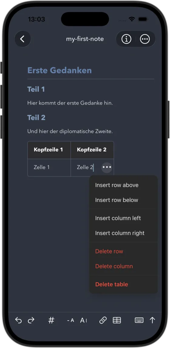 Erste Notiz schreiben