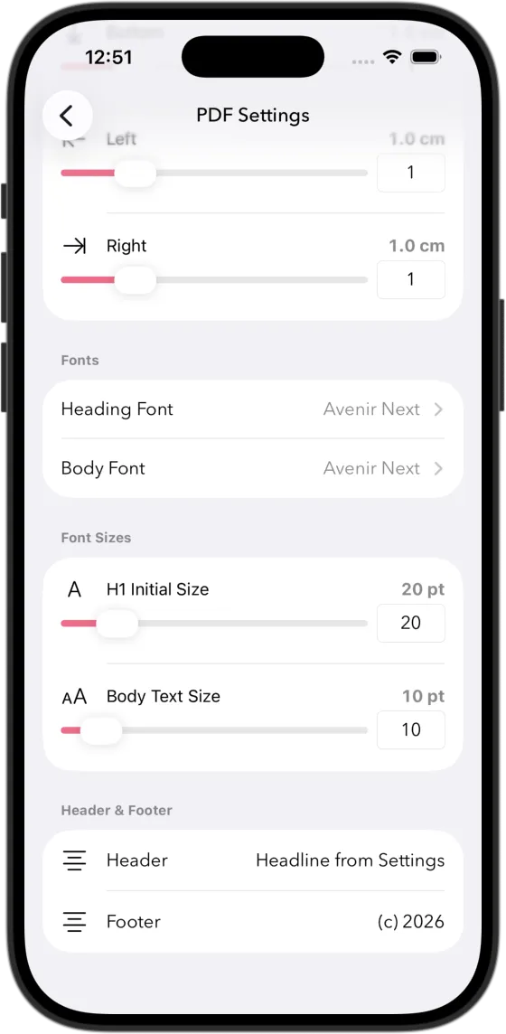 Weitere PDF Einstellungen
